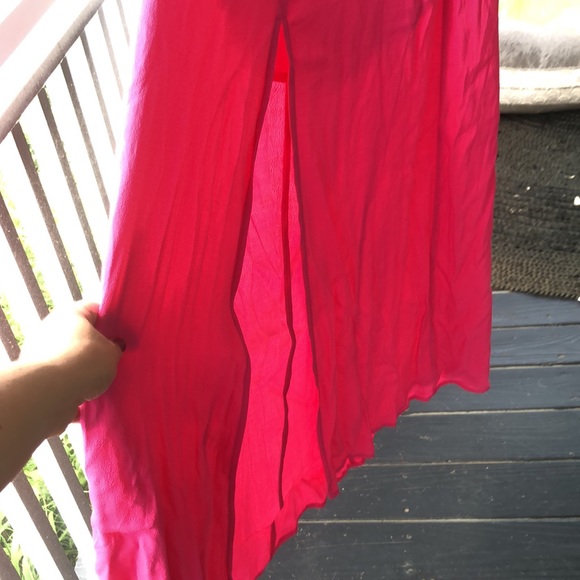 Vici hot pink, high slit, open back dress - Picture 3 of 5